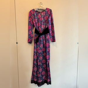 Vintage Chanel Silk Floral dress with detachable belt EUC
